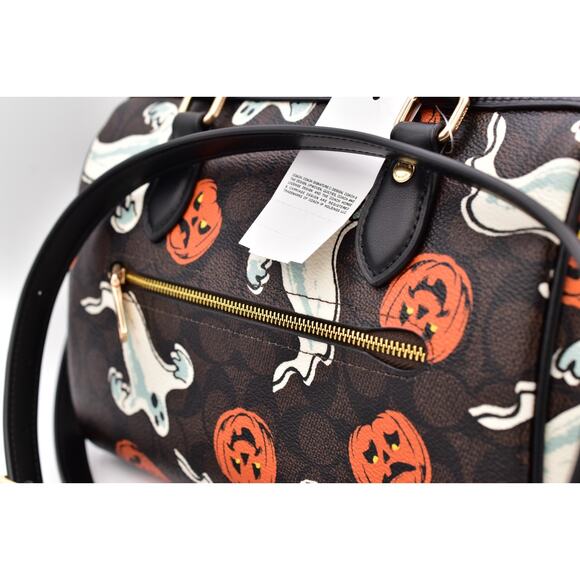 Coach Rowan Satchel Bag In Signature Canvas With Halloween Print NWT Walnut 2025 - Picture 15 of 16